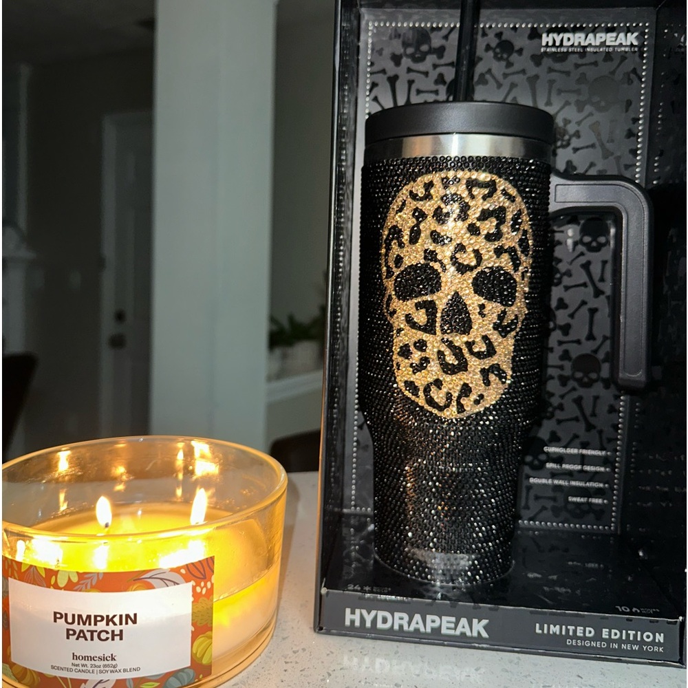 HYDRAPEAK LIMITED EDITION 40oz Voyager Cheetah Skull Bling Black Gold 2024 BNWT